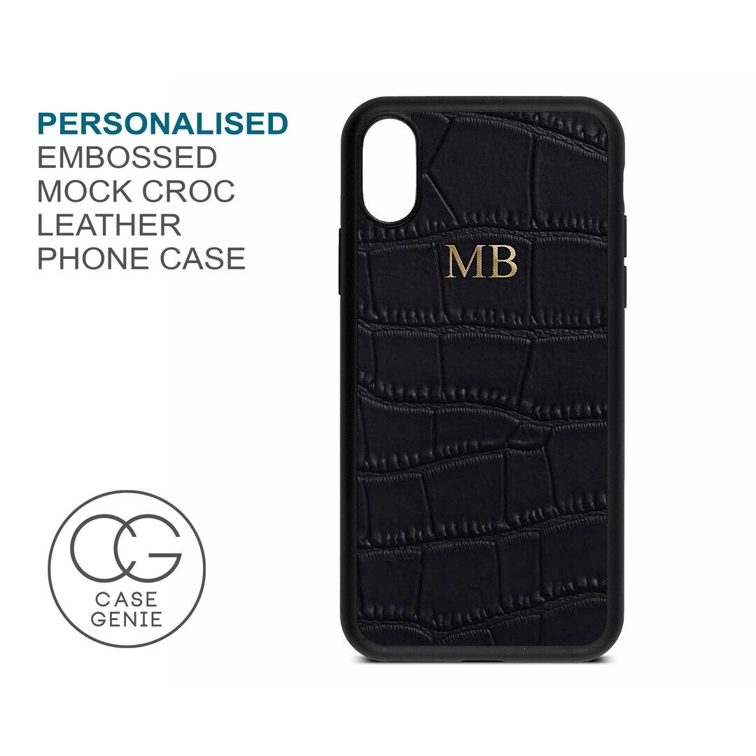 Black CROC Leather iPhone 13 Pro Max Case Embossed Personalised Mini 12 11  X Xs Xr 8 PLUS 7 Init... | Etsy (US)