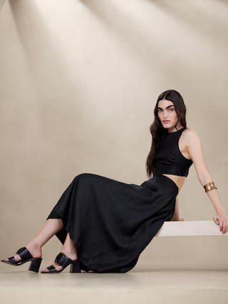 Lina Linen Cutout Midi Dress | Banana Republic (US)