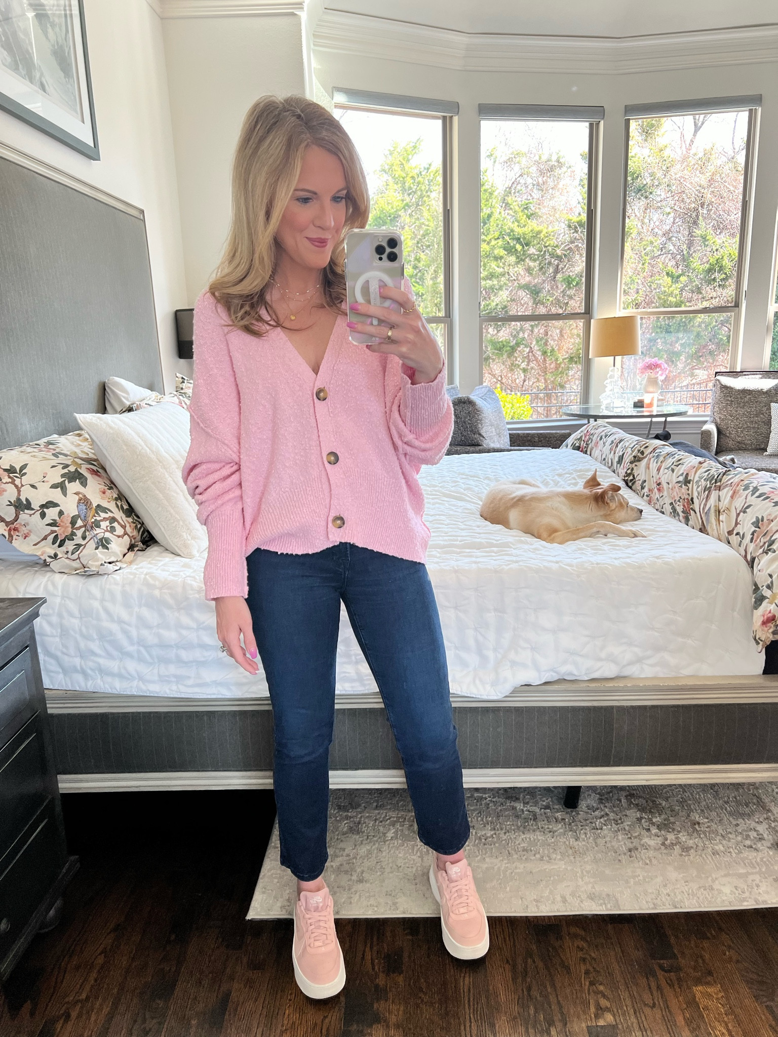 Spring cardigan 
Free people cardigan 
Good American jeans 
Nike Air Force ones 


#LTKSpringSale #LTKSeasonal #LTKfindsunder50