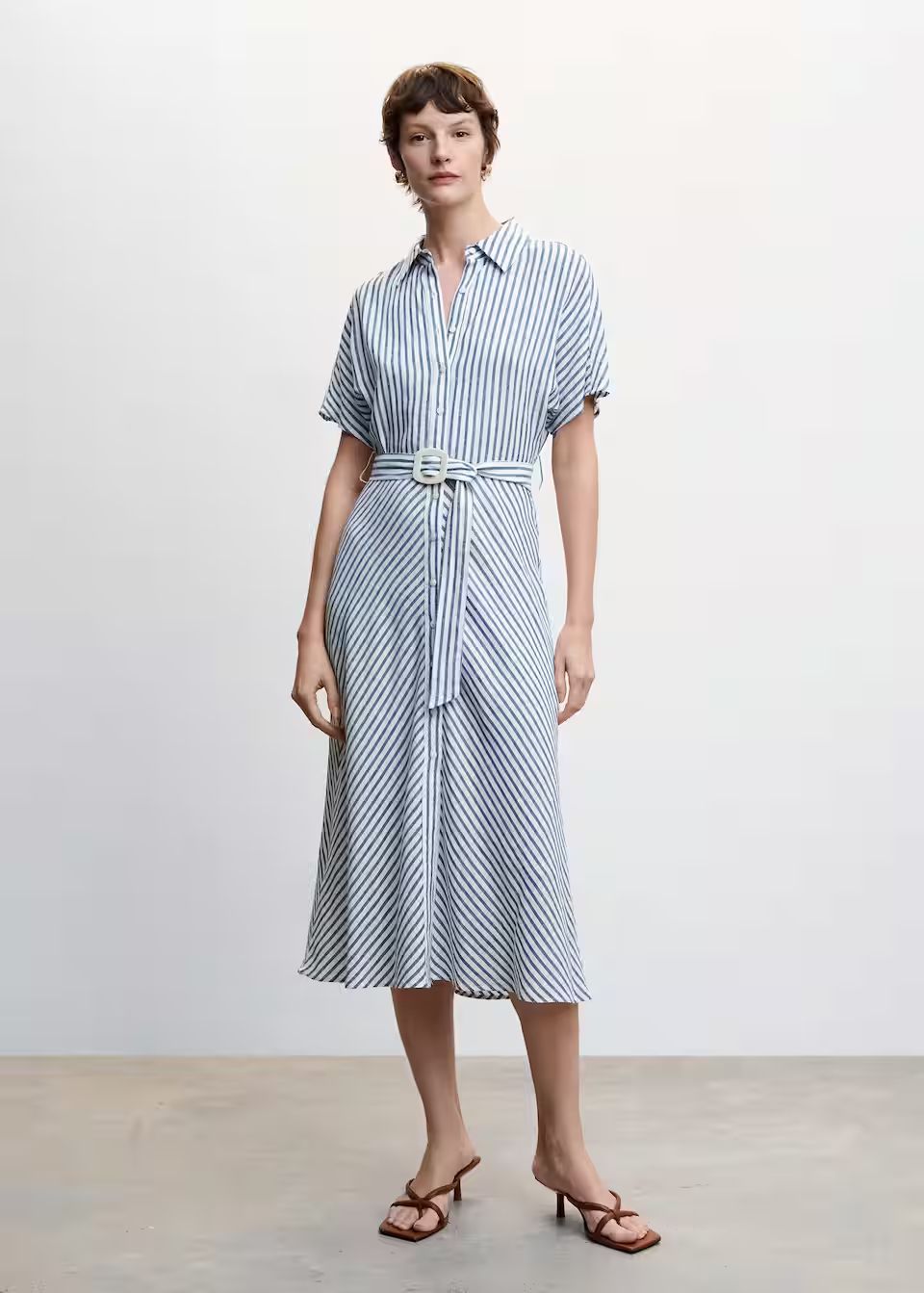 Linen striped shirt dress -  Women | Mango USA | MANGO (US)
