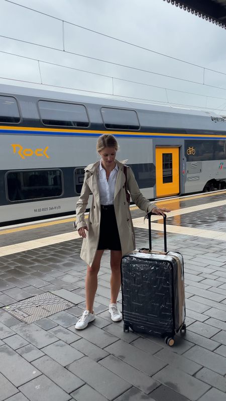 Travel outfit - summer travels, summer in Europe, tailored shorts, button down tank, white tanks, classic trench coat, white sneakers, Cole Haan, easy, classic, timeless, European style, 

#LTKstyletip #LTKtravel #LTKfindsunder100