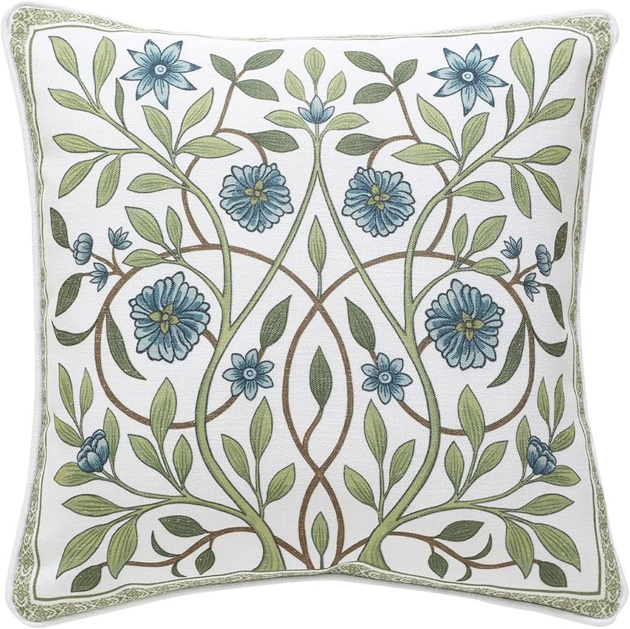 Design Fresh Linen Square Throw Pillow Covers 18"x18", French White Cottage Cushion Covers with B... | Amazon (US)