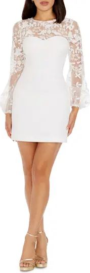 Dress the Population Mila Embellished Lace Trim Long Sleeve Minidress | Nordstrom | Nordstrom