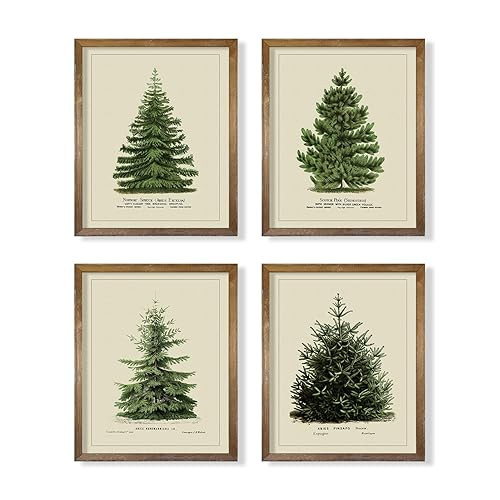 Vintage Farmhouse Holiday Wall Decor -Winter Pine Bathroom Print Poster - Rustic Snowy Winter Roo... | Amazon (US)