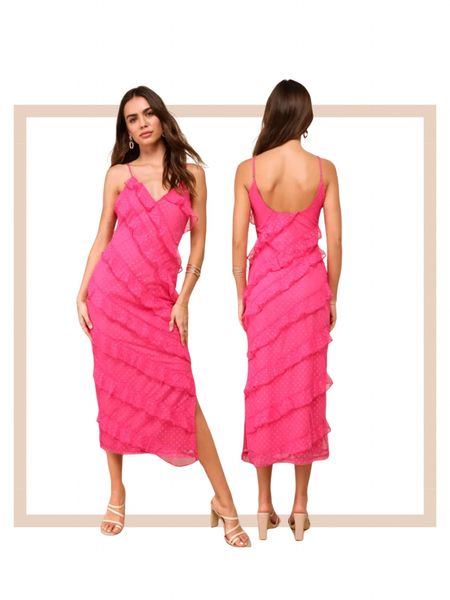 Hot pink ruffled swiss dot vacation beach resort holiday party date night midi dress

#LTKtravel #LTKwedding #LTKparties