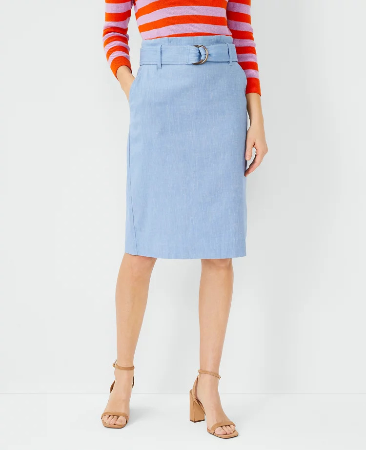 Chambray D-Ring Belt Pencil Skirt | Ann Taylor (US)