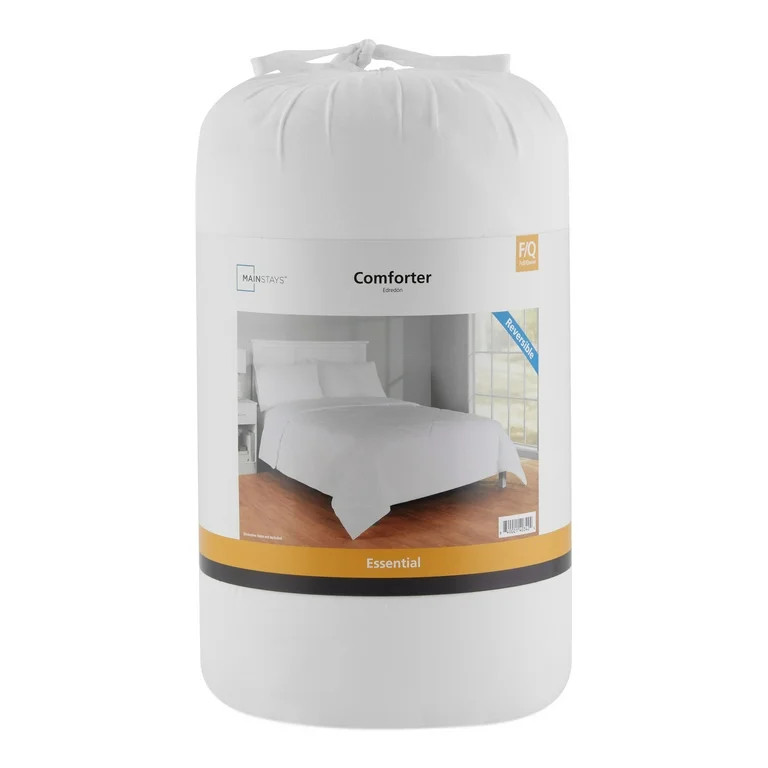 Mainstays Reversible Microfiber Comforter, White, Full/Queen, Adult, Unisex, All-Season | Walmart (US)