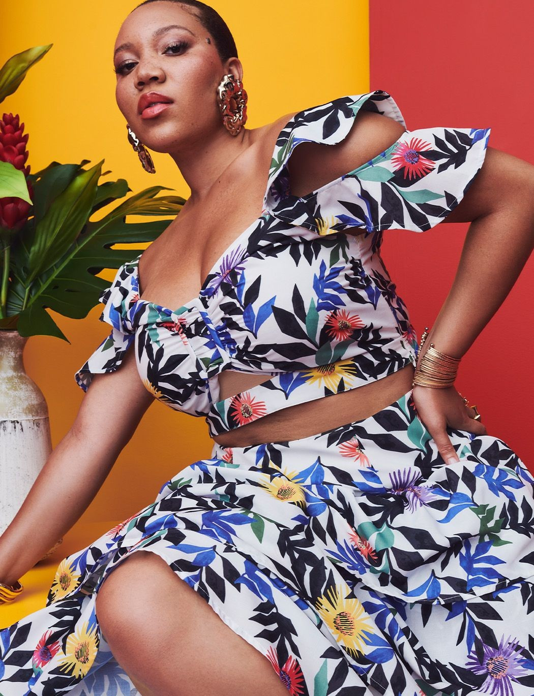 Bustier Top with Ruffle Straps | Women's Plus Size Tops | ELOQUII | Eloquii