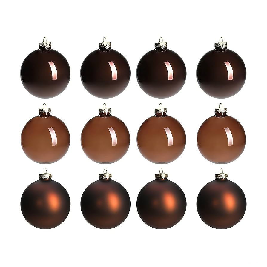 Brown Glass Christmas Ball Ornaments for Xmas Tree, 2.36” Hanging Ornaments Set of 12 Xmas Baub... | Amazon (US)