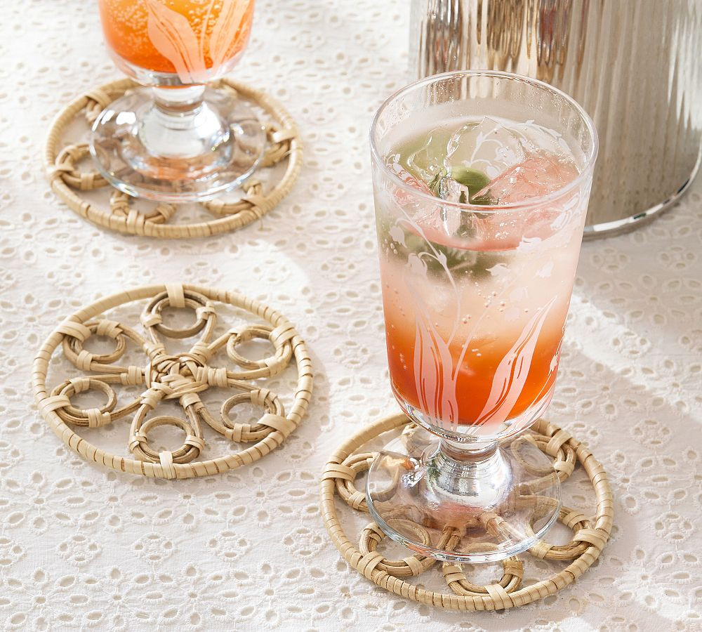 Monique Lhuillier Antibes Wicker Coasters - Set of 4 | Pottery Barn CA
