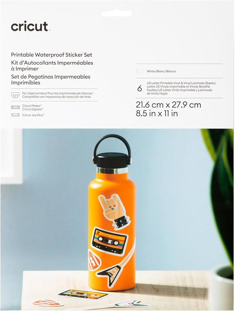 Cricut Waterproof Sticker Paper - US Letter Size (8.5in x 11in), Sticker Paper for Printer, Compa... | Amazon (US)