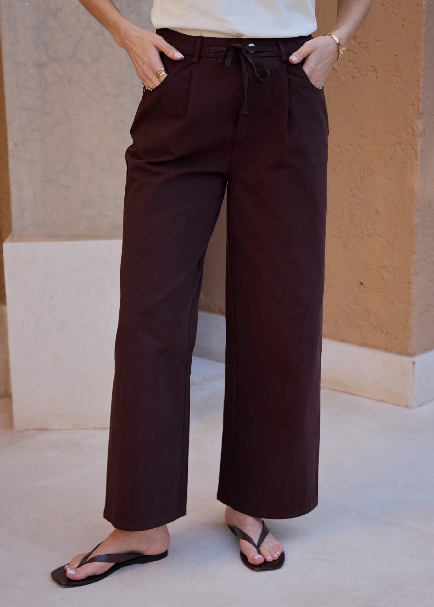STRAIGHT LEG COTTON TROUSER - BROWN | WAT The Brand