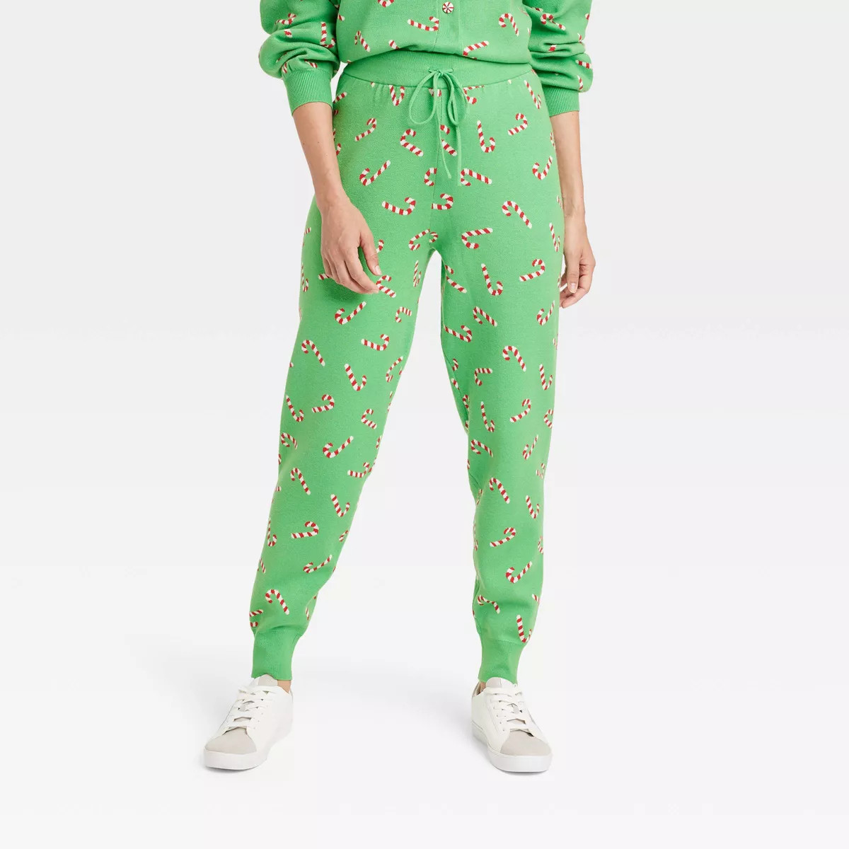 Women's Candy Cane Graphic Sweater Pants - Green | Target