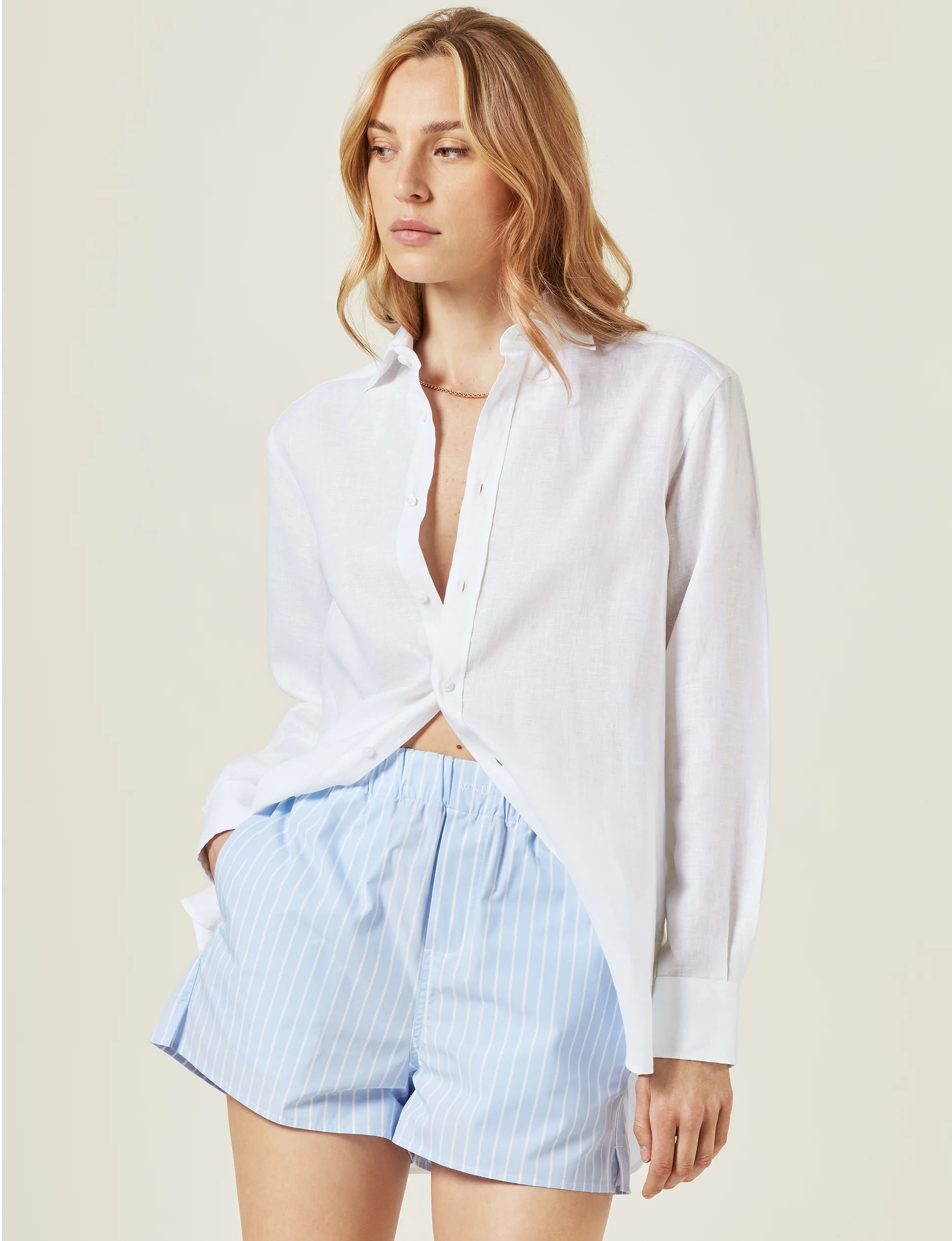 The Short: Poplin, Morning Blue Stripe | With Nothing Underneath