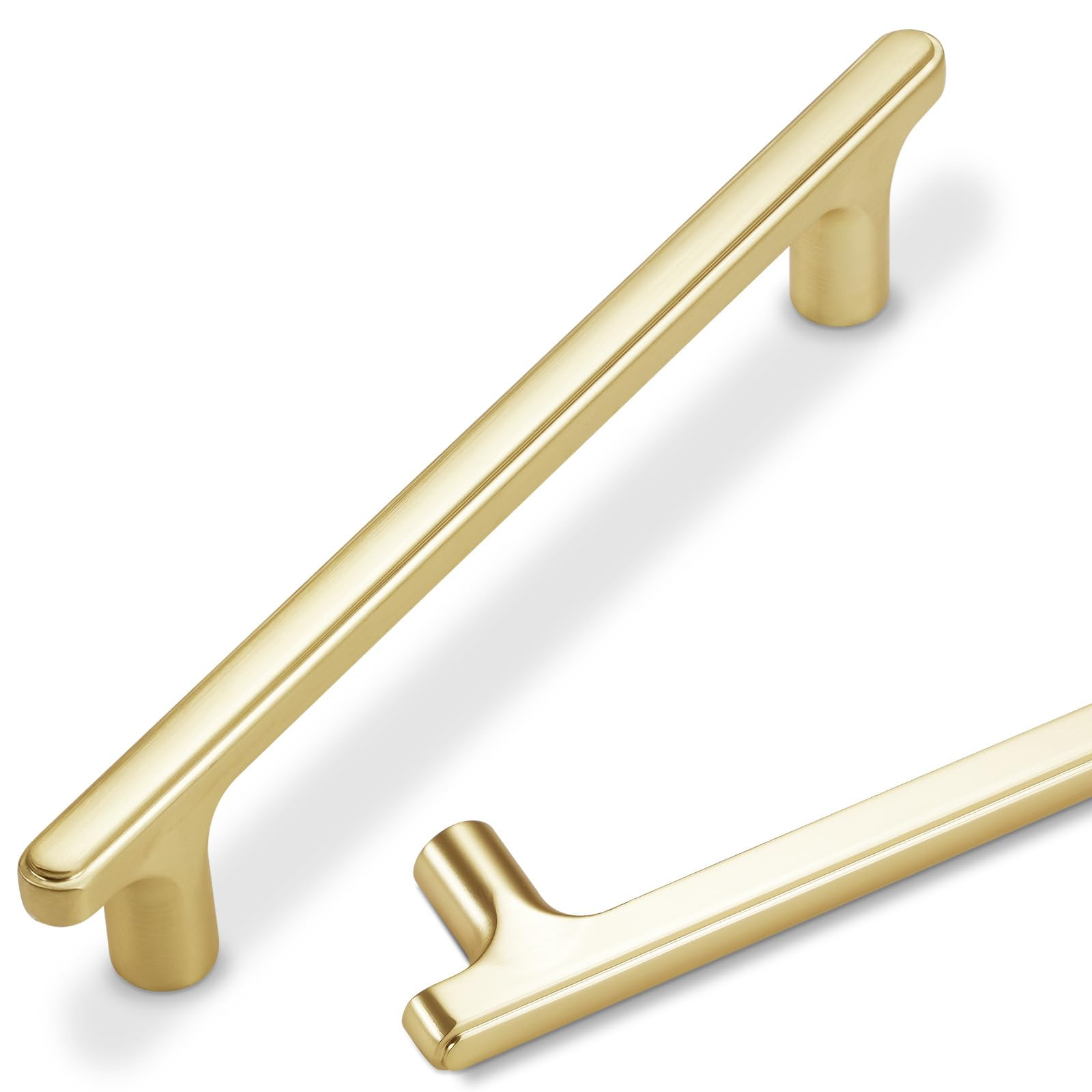 10 Pack Brushed Brass Cabinet Pulls 5 Inch Hole Centers Kitchen Cabinet Handles Zinc Alloy Gold D... | Amazon (US)