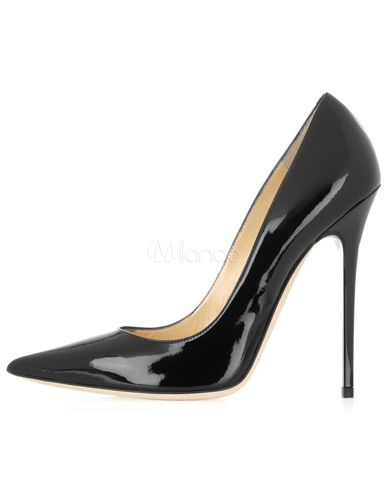 Black Pointed Toe Patent Leather Pumps For Women | Milanoo