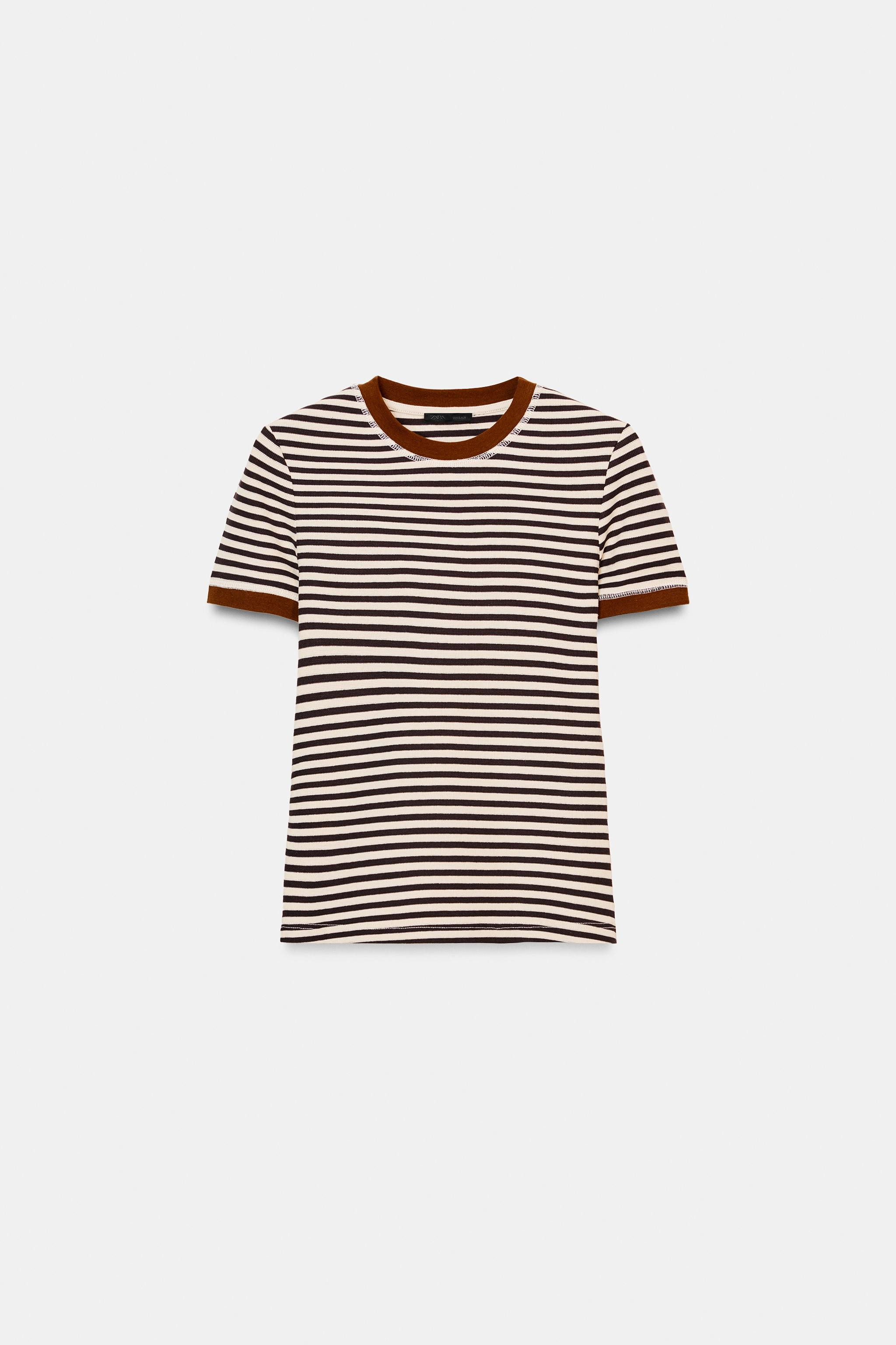 STRIPED SHORT SLEEVE T-SHIRT | Zara UK