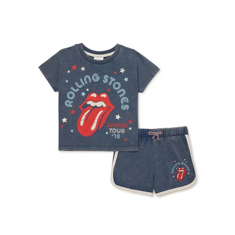 Rolling Stones Toddler Girls T-Shirt and Shorts Set, 2-Piece, Sizes 2T-5T | Walmart (US)