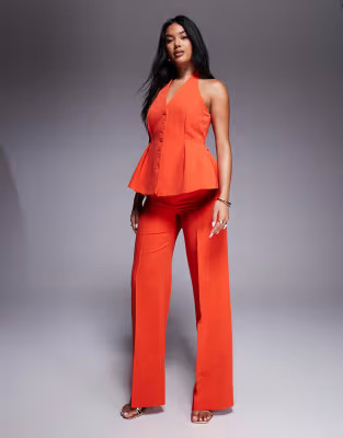 Mango pleat front tailored pants in red - part of a set | ASOS (Global)