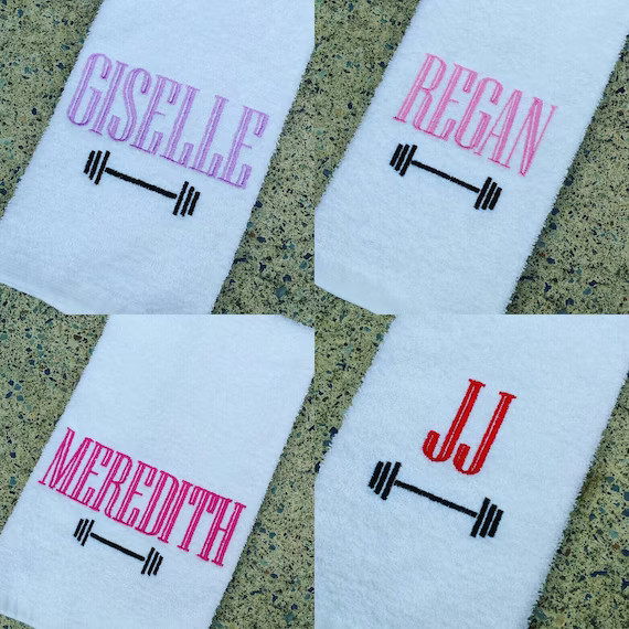 Personalized Barbell Sweat Towel, Monogrammed Gym Towel, Monogrammed Hand Towel | Etsy (US)