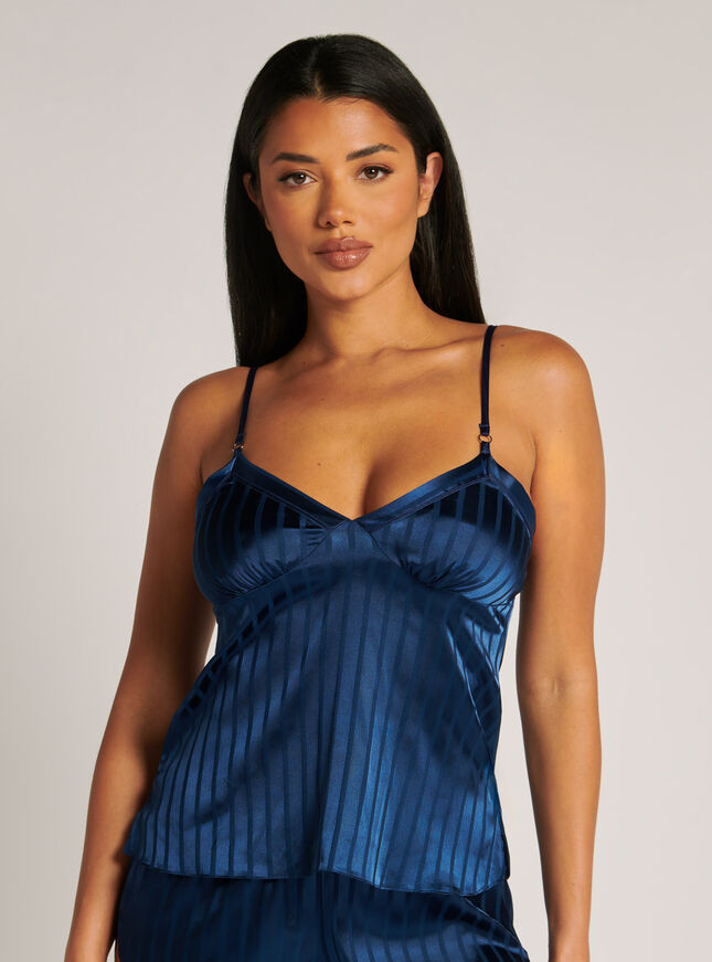 Stripe satin cami pyjama top - Navy | Boux Avenue (UK)