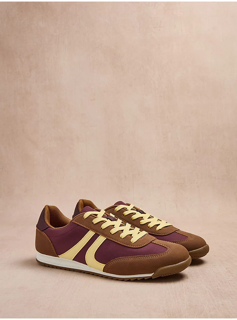 Chocolate Brown Retro Sole Lace Up Front Gripped Trainers | George at ASDA
