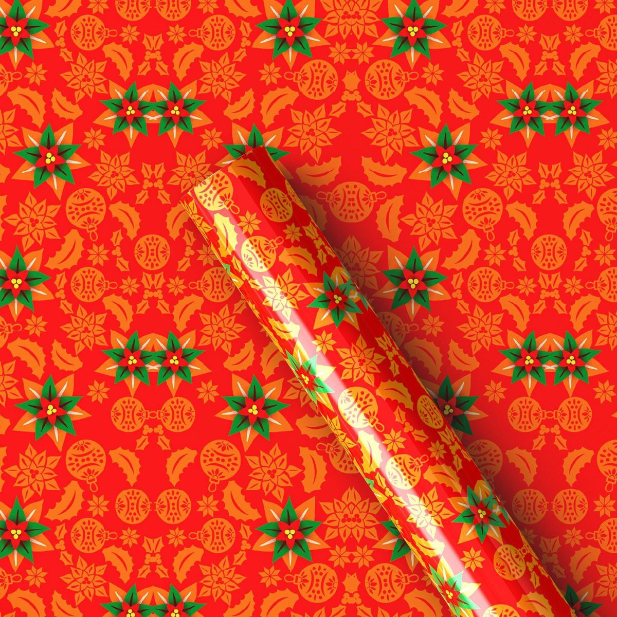 Dia Pacheco 25 sq ft Poinsettia Flower Christmas Gift Wrap Red - Wondershop™ | Target