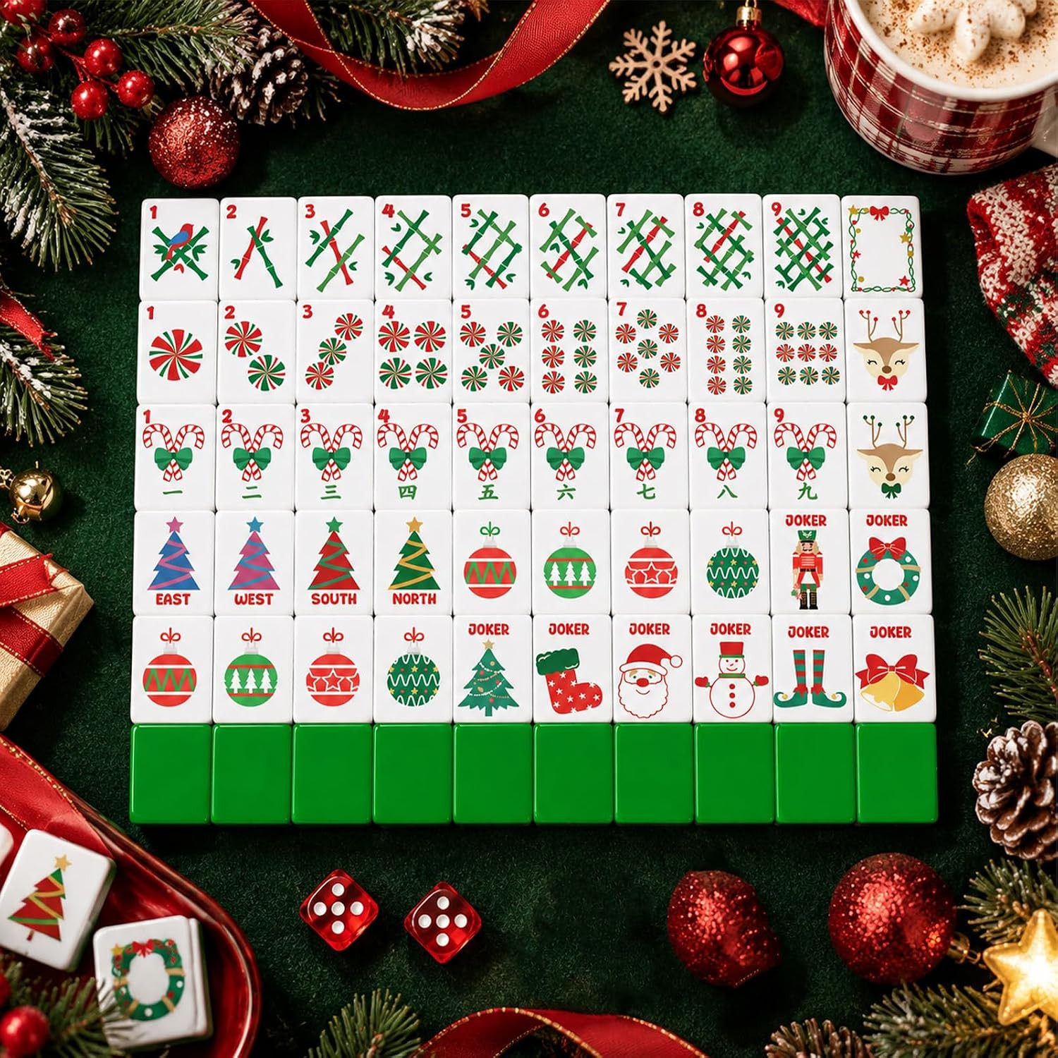160 Pcs Christmas American Mahjong Set Only, 1.2 x 0.87 Inches | Amazon (US)