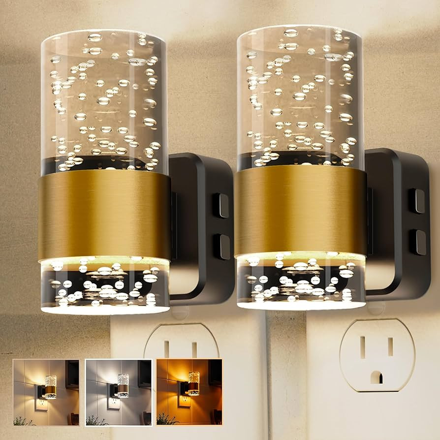 Night Lights Plug into Wall 2 Pack, Dimmable Night Light with Dusk-to-Dawn Light Sensor, Soft Whi... | Amazon (US)