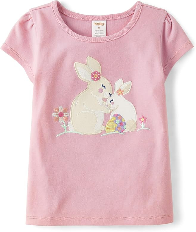 Gymboree Girls' and Toddler Embroidered Graphic Short Sleeve T-Shirts | Amazon (US)
