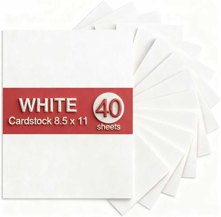 White Cardstock 8.5 x 11, 40 Sheets Card Stock, 75 LB/200 GSM Thick Copy Paper, Cardstock Printer... | Amazon (US)