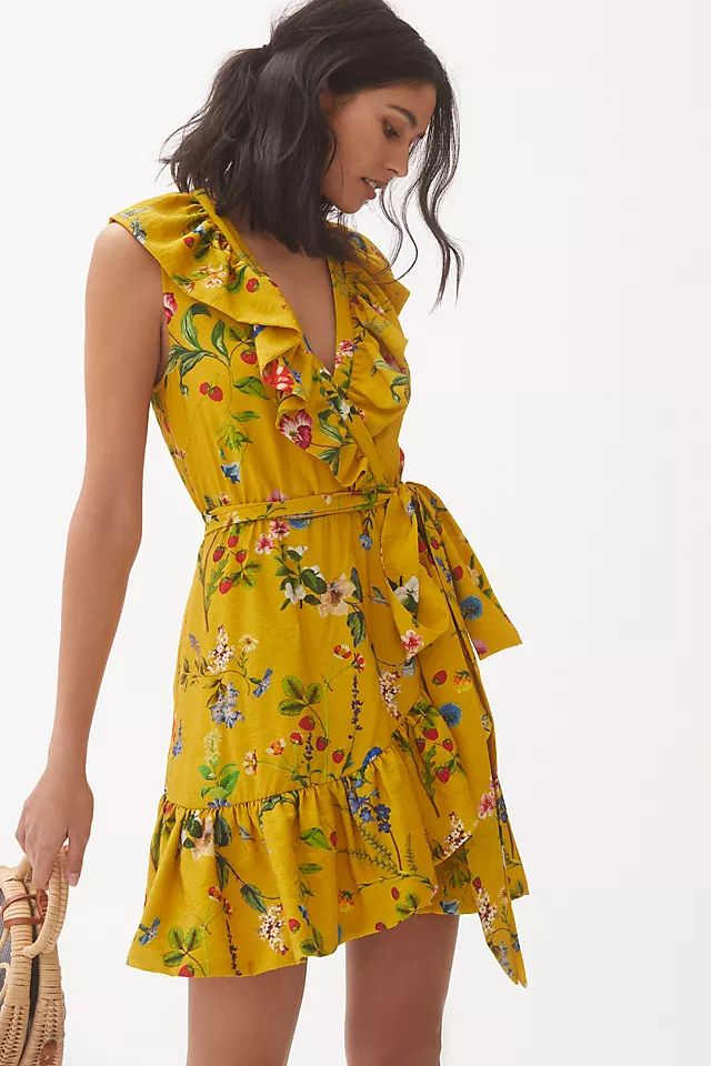 Maeve Floral-Wrap Mini Dress | Anthropologie (US)
