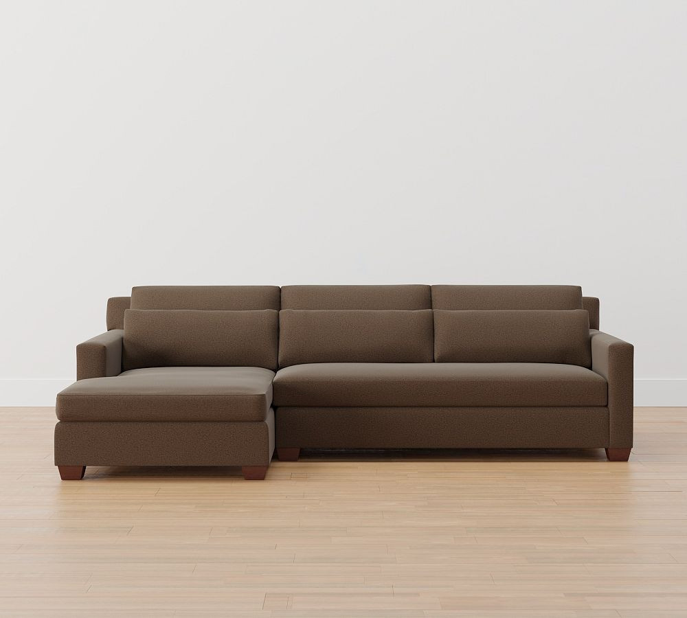 York Square Arm Deep Seat Chaise Sectional (84"–115") | Pottery Barn (US)