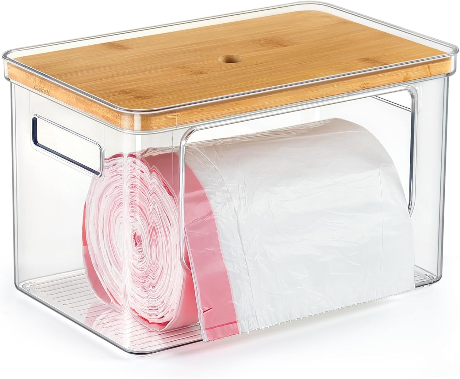 Hudgan Stackable Storage with Bamboo Top for Laundry Room Organization, Extra Large Trash Bag Hol... | Amazon (US)