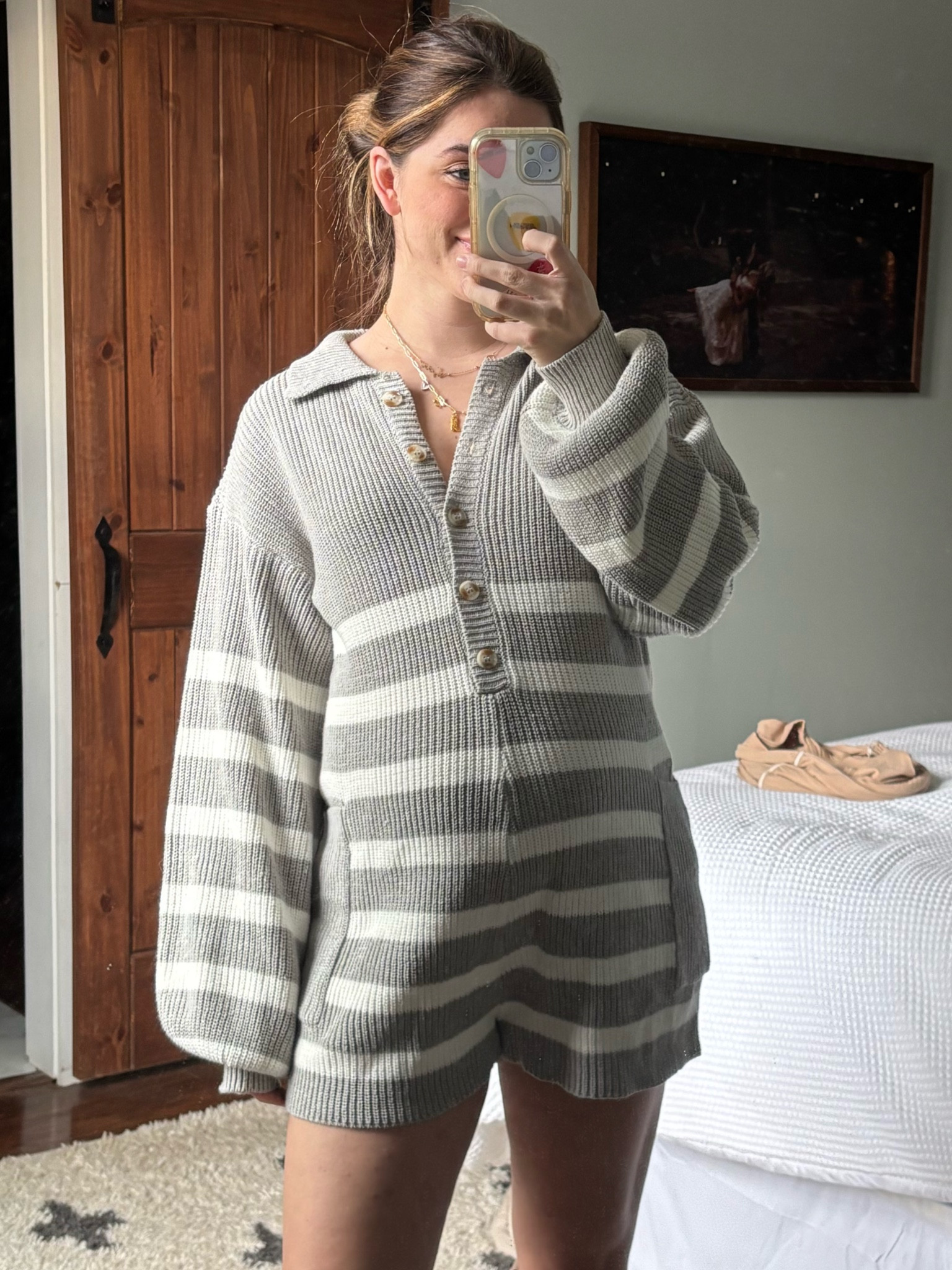 Bump friendly knit romper! Linked the same style in black and olive green 🤍 34 weeks here so third trimester friendly!

#LTKxVICI #LTKMostLoved #LTKBump