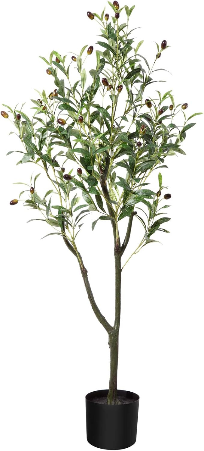 CROSOFMI Artificial Olive Tree Plant 4 Feet Fake Topiary Silk Tree, Perfect Faux Plants in Pot fo... | Amazon (US)