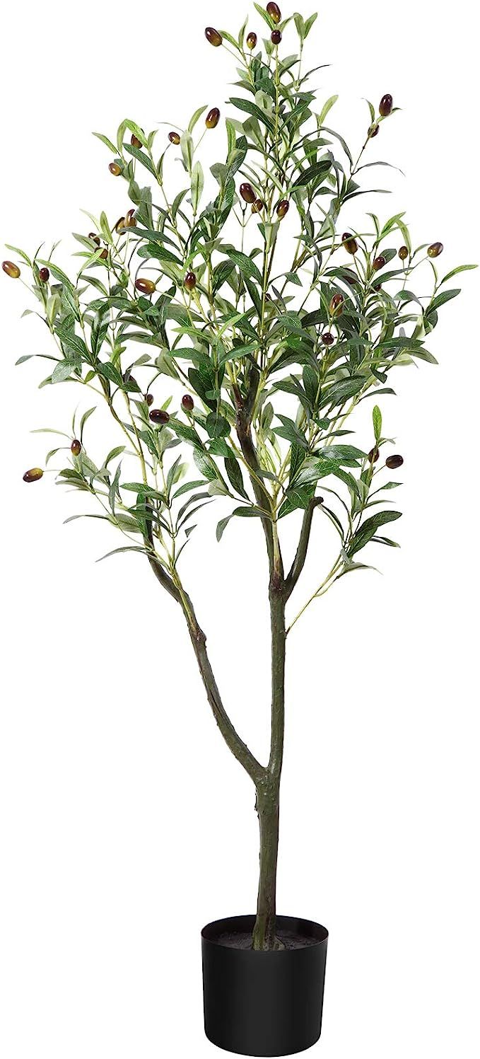 CROSOFMI Artificial Olive Tree Plant 4 Feet Fake Topiary Silk Tree, Perfect Faux Plants in Pot fo... | Amazon (US)