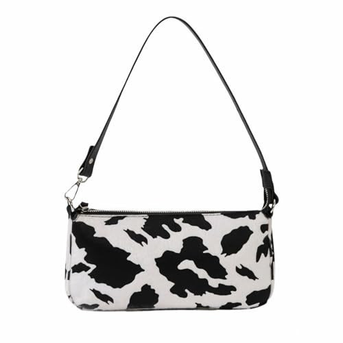 Saliheryin Cow Print Purses for Women,Cow Skin Pattern Leather Shoulder Bags,Leather Handbags (Black White) | Amazon (US)