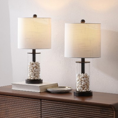 JONATHAN Y Amner 20.5" Glass Modern Contemporary Fillable Glass LED Table Lamp, Oil Rubbed Bronze (Set of 2) | Target