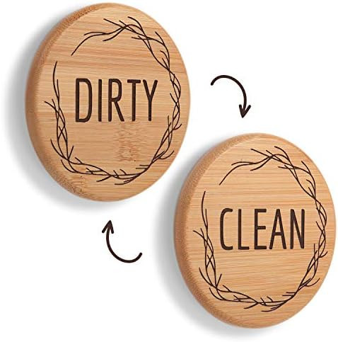 TEYGA Dishwasher Magnet Clean Dirty Sign - New Round Design, Bamboo, Kitchen Dishwasher Magnet Clean | Amazon (US)