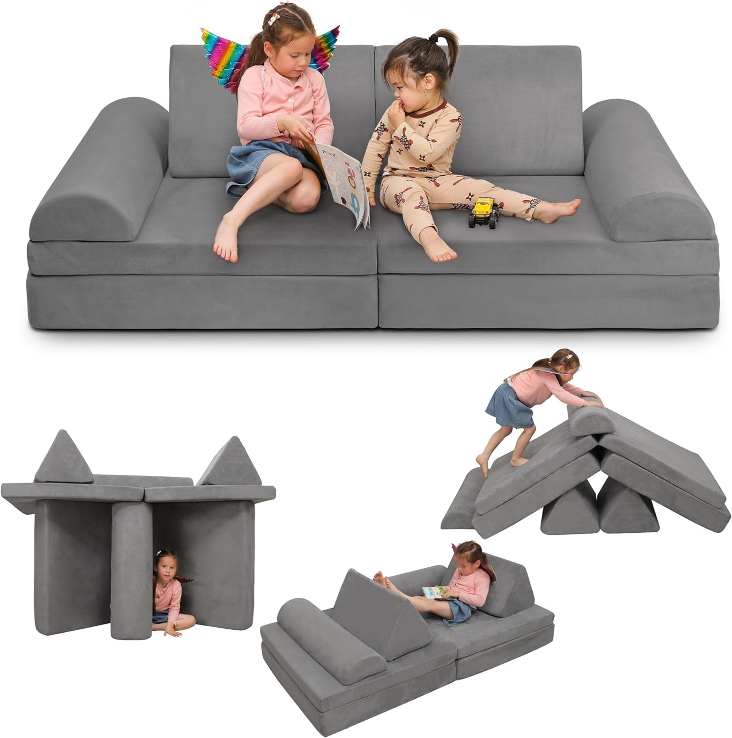 Play Couch Sofa for Kids Large Size, Modular Kids Play Couch, Kids Couch Building Fort for Playro... | Amazon (US)