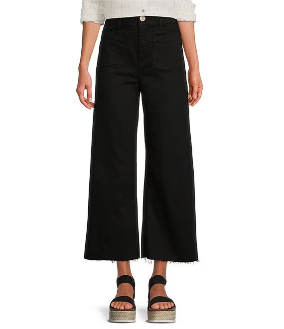 Patch Pocket High Rise Frayed Hem Wide Leg Jeans | Dillard's