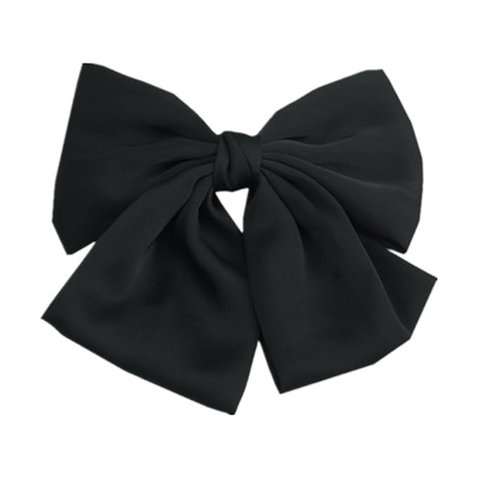 Black Color Satin Large Bow Hair Clips Clips Women Barrettes | Amazon (US)