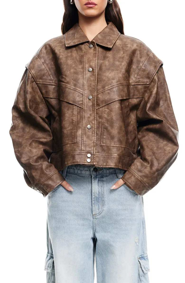 LIONESS Hailey Oversize Faux Leather Bomber Jacket | Nordstrom | Nordstrom