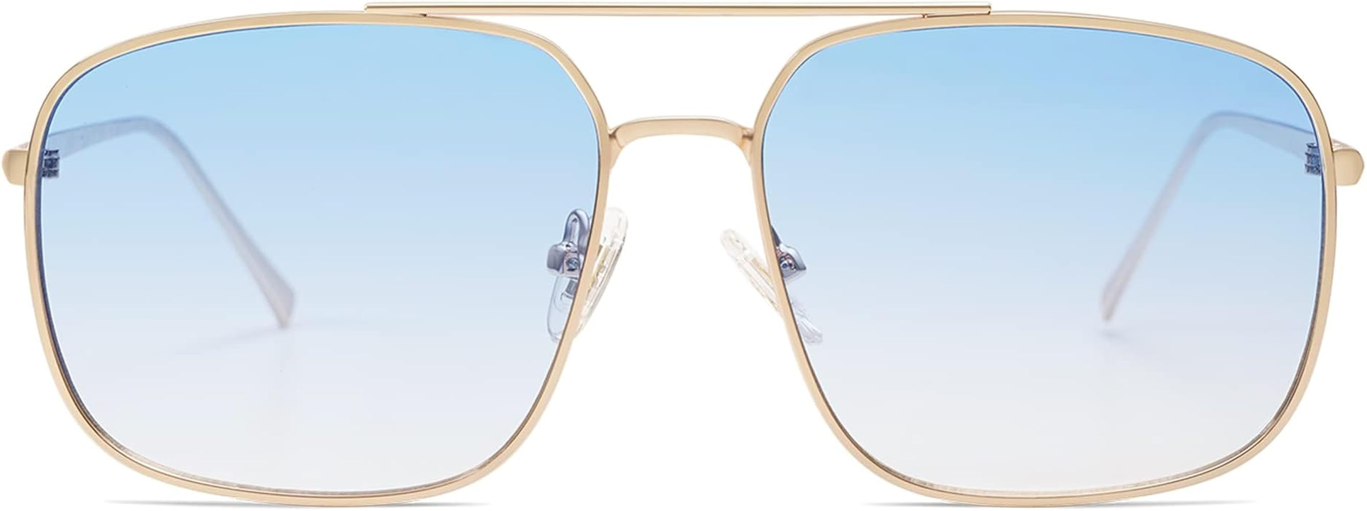 SOJOS Trendy Square Aviator Sunglasses for Women Men, Gold Frame Light Tint Gradient Shades SJ117... | Amazon (US)