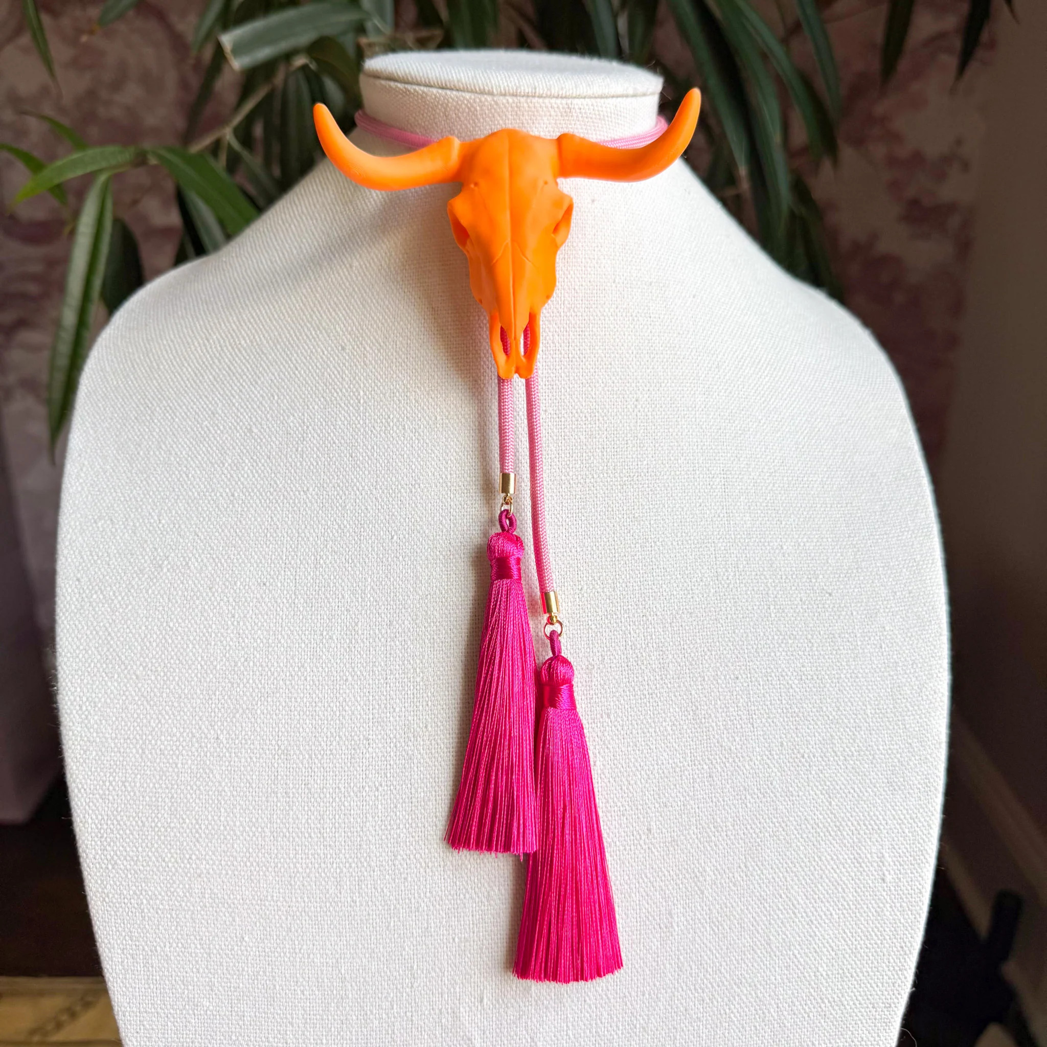 Longhorn Bolo Orange Citrus with Bubblegum Pink & Fuchsia | Rahya Jewelry Design
