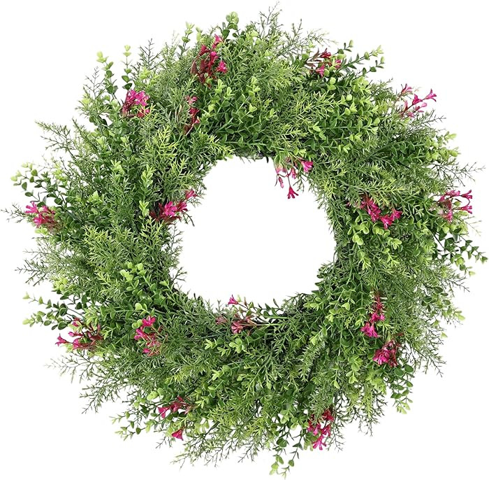 24 Inch Spring Wreaths for Front Door Wreath Summer Outdoor Green Door Wreath for All Seasons Por... | Amazon (US)