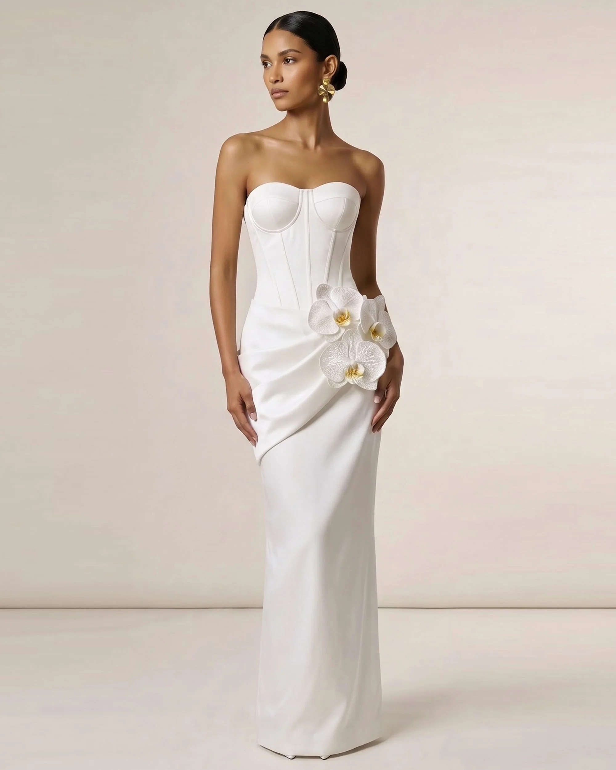 Orchid Embellished Corset Maxi Dress - White | JW PEI US