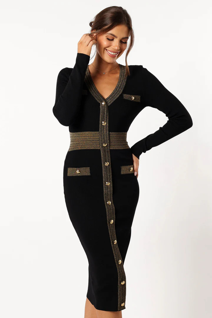 Jaya Longsleeve Midi Dress - Black | Petal & Pup (US)