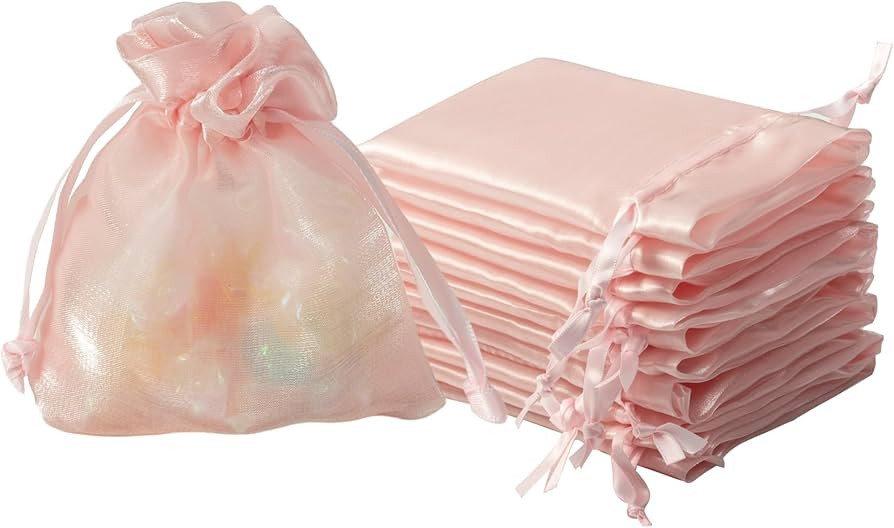 QIANF 20 Pcs Pink Small Organza Bags 3X4 inch for Wedding Favors with Drawstring, Mini Mesh Gift ... | Amazon (US)